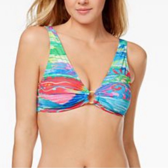 NWT Ralph Lauren watercolor‎ ikat print ring bikini top - Picture 1 of 11